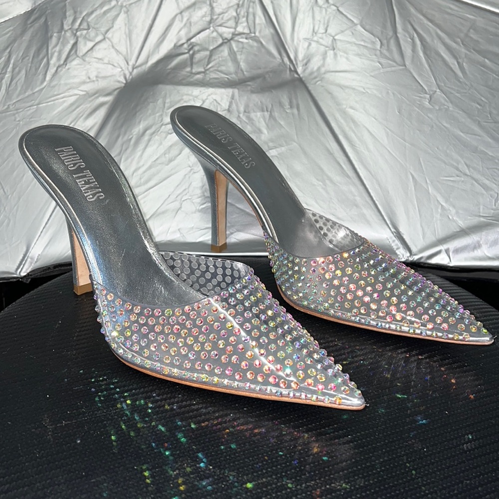 París Texas Hollywood embellished PVC mules used in excellent conditions.
